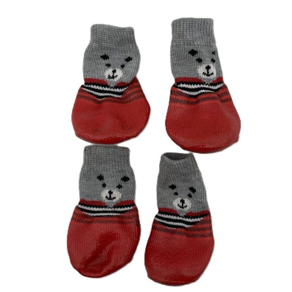 4x Pet Dog Shoes Anti-slip Boots Socks Small Puppy Dog w/ Rubber Reinforcement - Picture 1 of 3
